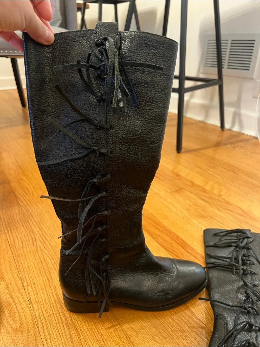 Matisse Ramsey leather fringe Riding Boots Black made in Brazil